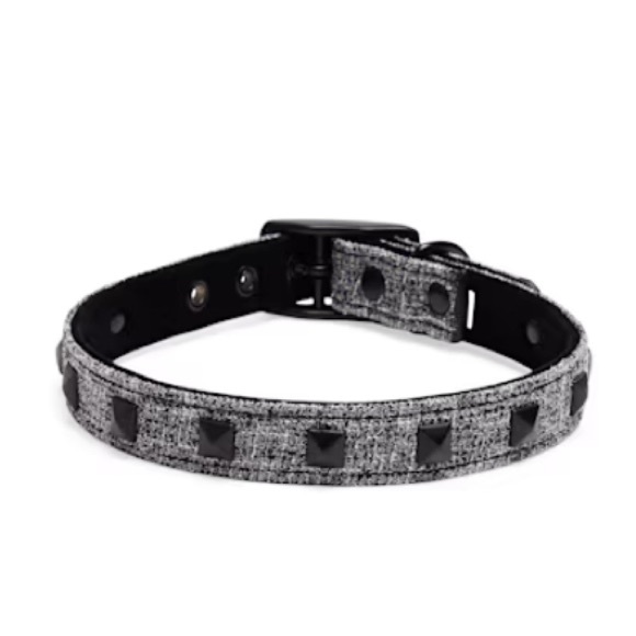 Large Gray & Black Studded Dog Collar by Youly - Picture 1 of 5